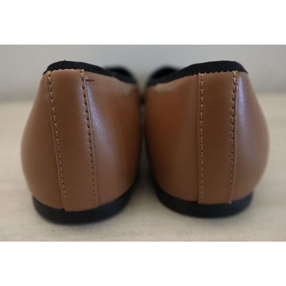 Nine West Women Sz 10M Pecan Brown/Black Teland Slip-On Cap Toe Ballet Flats - Picture 4 of 11
